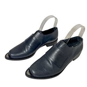 & Other Stories Metal Leather Derby Shoes Navy Cutout Made in Italy 38 US 7